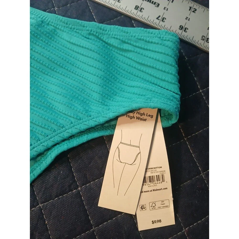 No Boundaries Bikini Bottoms Size S Small Green Cheeky High Leg High Waist New